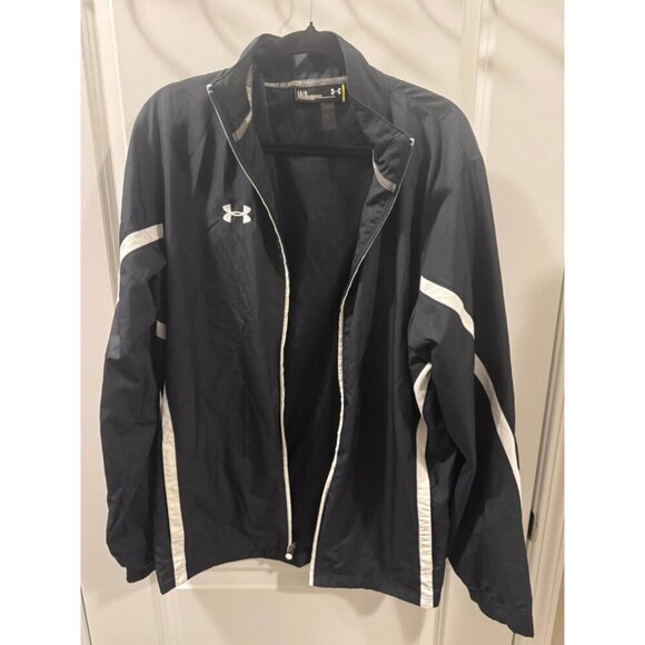 Under Armour Windbreaker Men's Size Large Black Full Zip Long Sleeve Outdoor - Picture 2 of 5